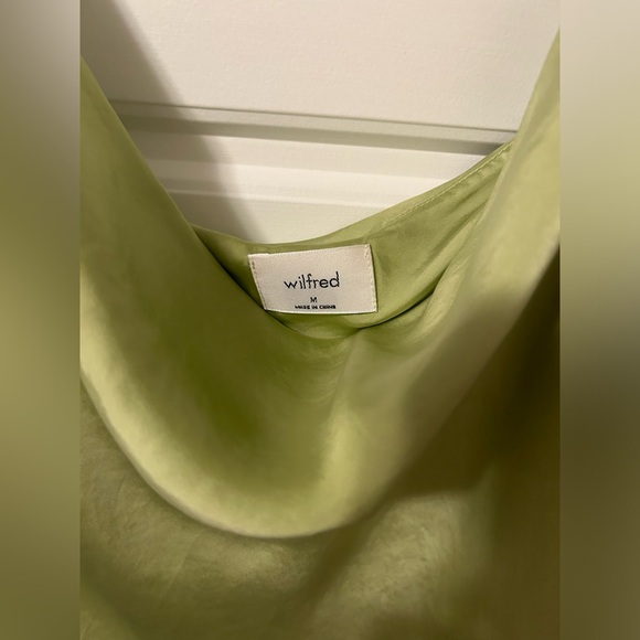 Wilfred Pistachio Cowl Neck Ruched Slip Satin Dress - Picture 4 of 7